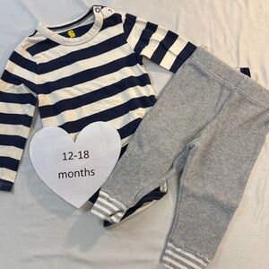 RISE Little Earth - Organic Cotton Navy and White Striped Baby 2-piece Outfit
